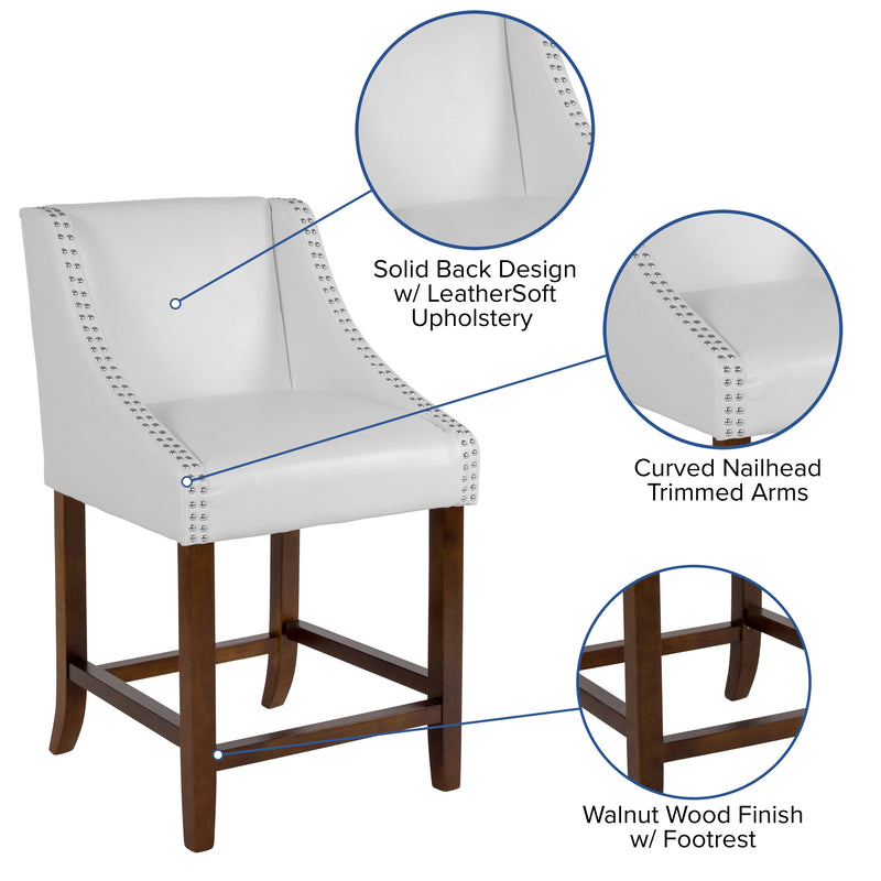 Taylorsville 24 Inch Walnut Counter Height Stool with Nailhead Trim