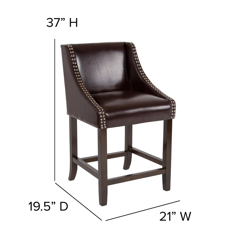 Taylorsville 24 Inch Walnut Counter Height Stool with Nailhead Trim