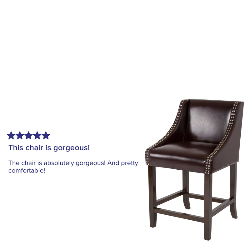 Taylorsville 24 Inch Walnut Counter Height Stool with Nailhead Trim