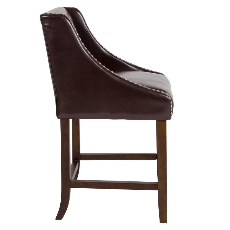 Taylorsville 24 Inch Walnut Counter Height Stool with Nailhead Trim