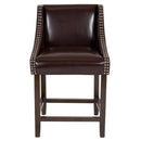 Taylorsville 24 Inch Walnut Counter Height Stool with Nailhead Trim