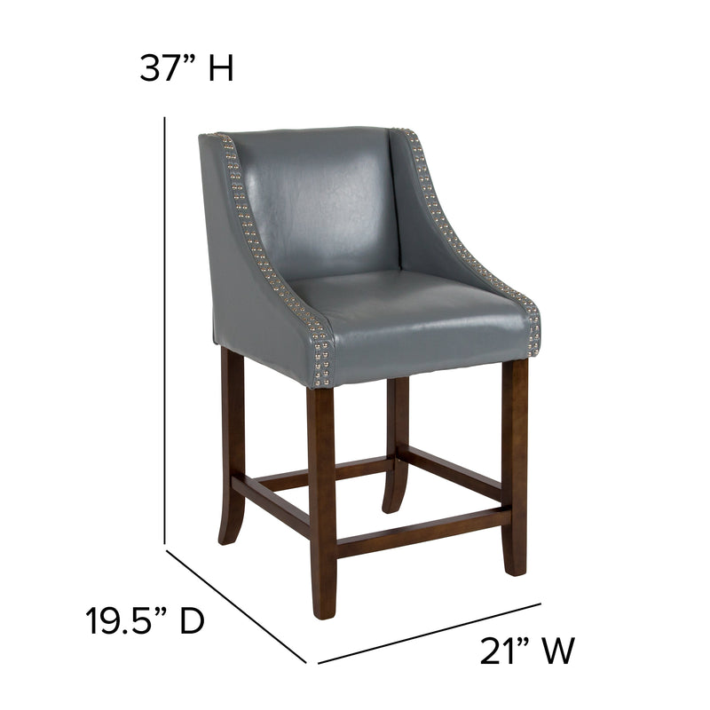 Taylorsville 24 Inch Walnut Counter Height Stool with Nailhead Trim