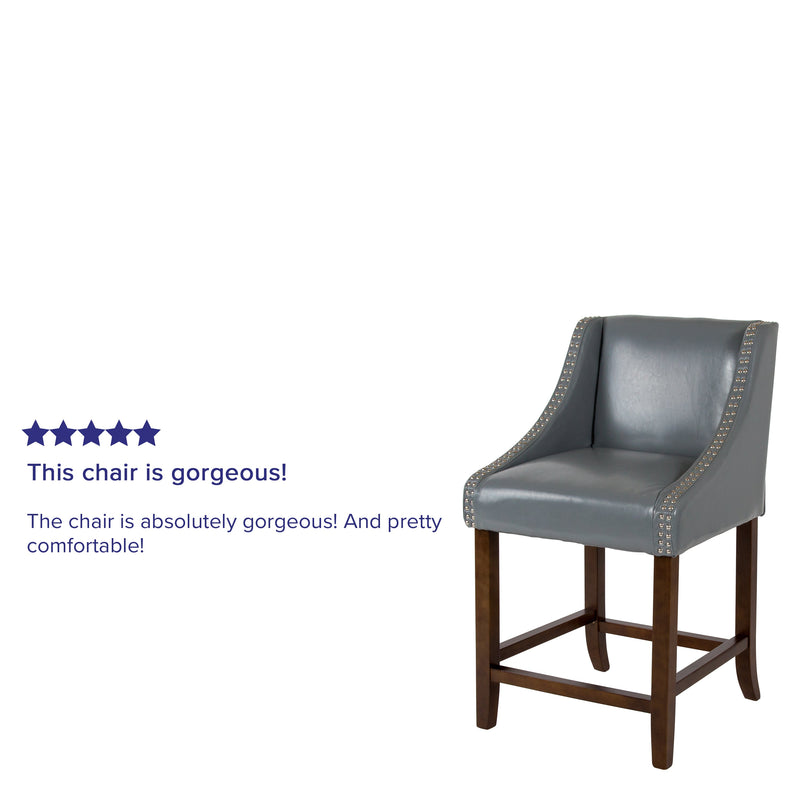 Taylorsville 24 Inch Walnut Counter Height Stool with Nailhead Trim