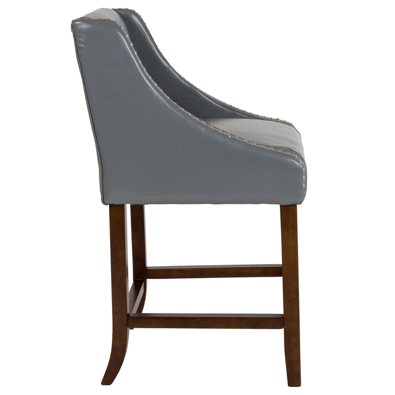 Taylorsville 24 Inch Walnut Counter Height Stool with Nailhead Trim