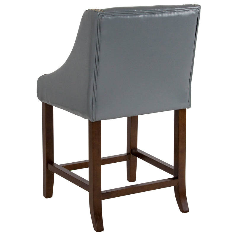 Taylorsville 24 Inch Walnut Counter Height Stool with Nailhead Trim