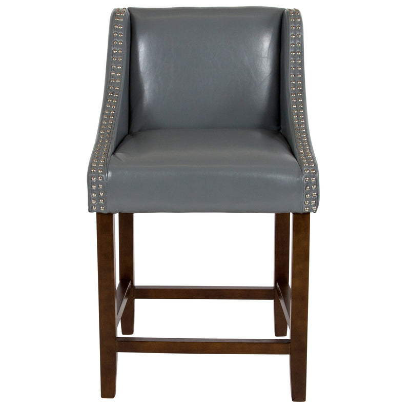 Taylorsville 24 Inch Walnut Counter Height Stool with Nailhead Trim