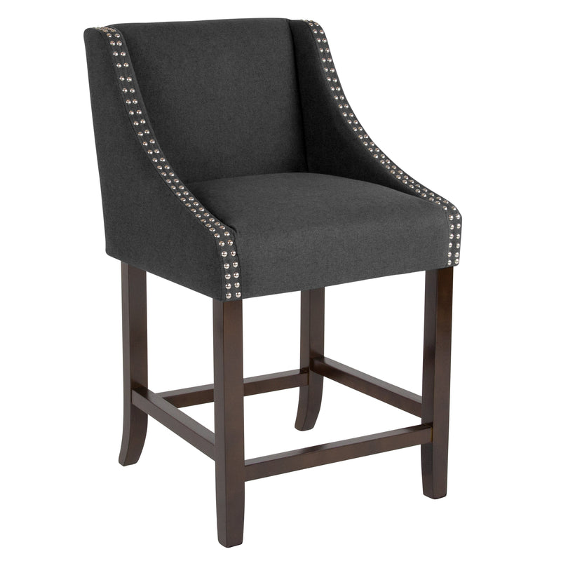 Taylorsville 24 Inch Walnut Counter Height Stool with Nailhead Trim