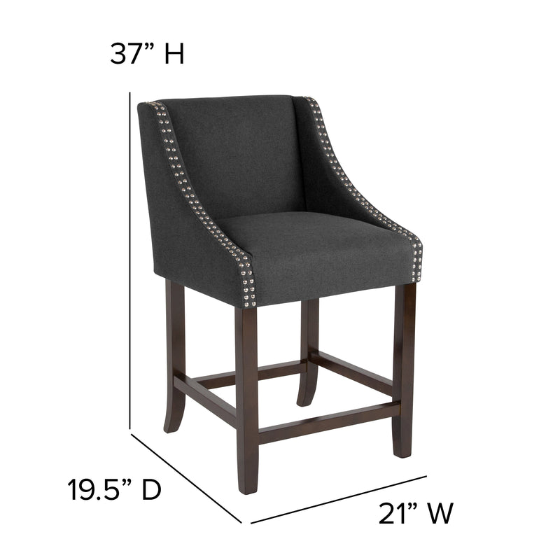 Taylorsville 24 Inch Walnut Counter Height Stool with Nailhead Trim