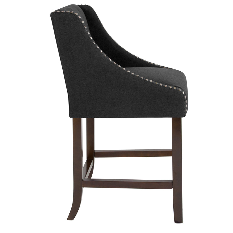 Taylorsville 24 Inch Walnut Counter Height Stool with Nailhead Trim