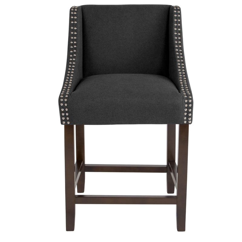 Taylorsville 24 Inch Walnut Counter Height Stool with Nailhead Trim