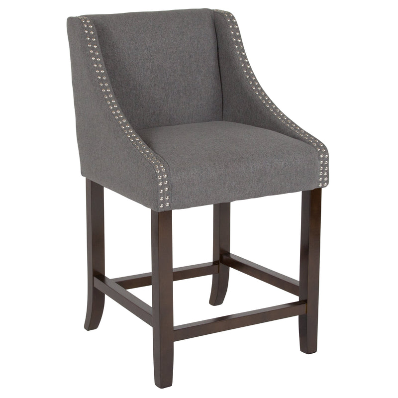 Taylorsville 24 Inch Walnut Counter Height Stool with Nailhead Trim