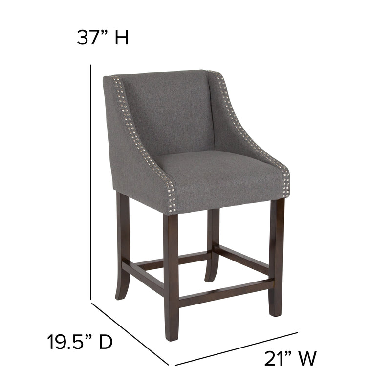 Taylorsville 24 Inch Walnut Counter Height Stool with Nailhead Trim