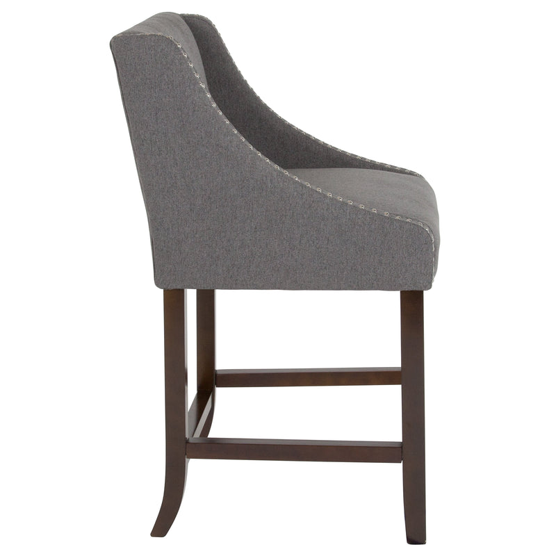 Taylorsville 24 Inch Walnut Counter Height Stool with Nailhead Trim