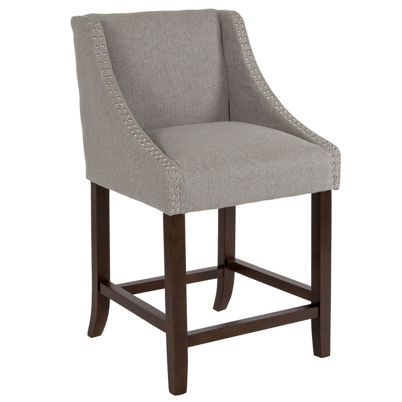Taylorsville 24 Inch Walnut Counter Height Stool with Nailhead Trim