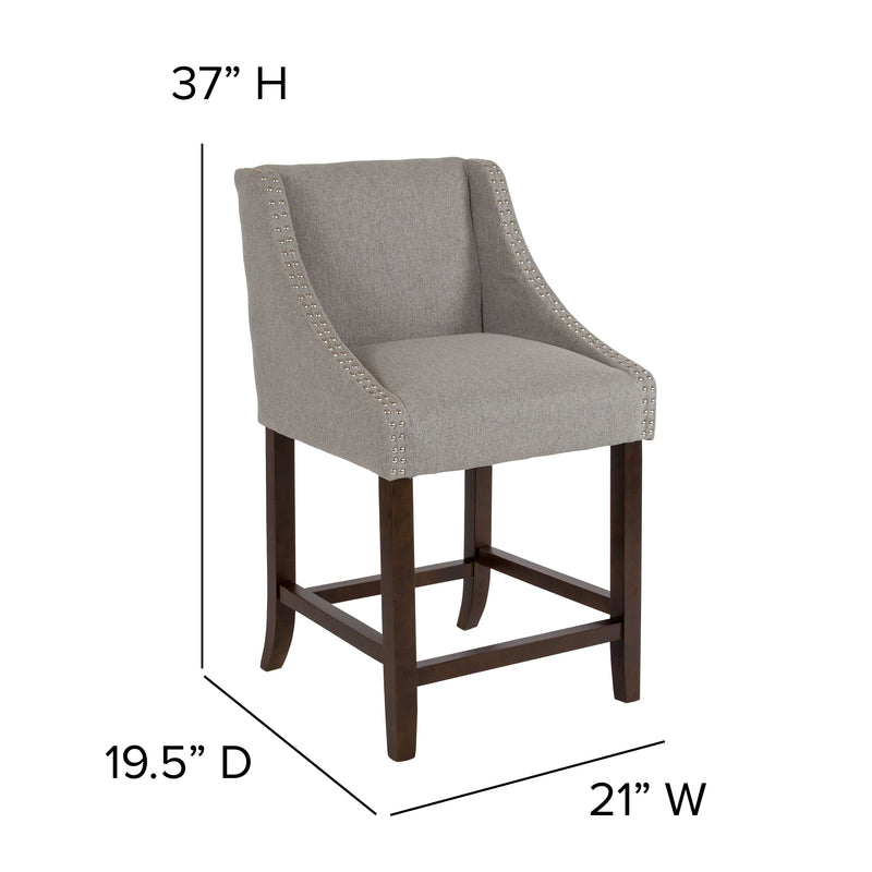 Taylorsville 24 Inch Walnut Counter Height Stool with Nailhead Trim
