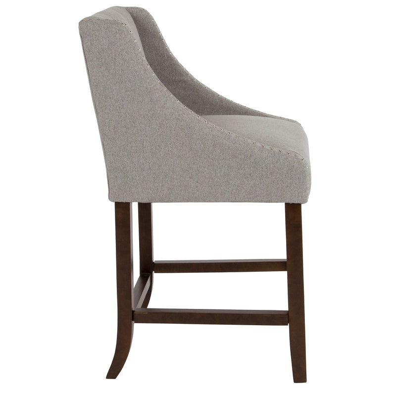 Taylorsville 24 Inch Walnut Counter Height Stool with Nailhead Trim