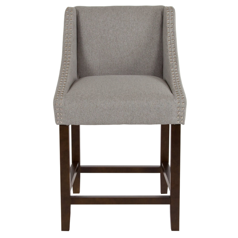 Taylorsville 24 Inch Walnut Counter Height Stool with Nailhead Trim