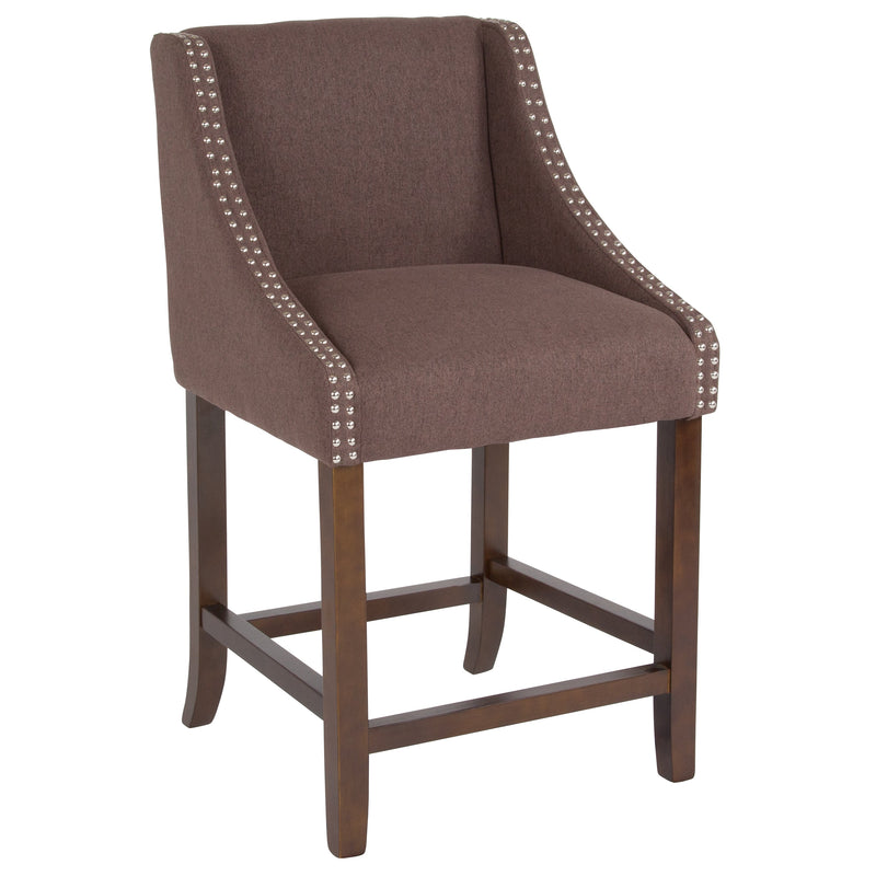 Taylorsville 24 Inch Walnut Counter Height Stool with Nailhead Trim