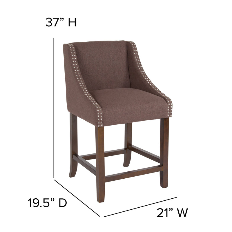 Taylorsville 24 Inch Walnut Counter Height Stool with Nailhead Trim