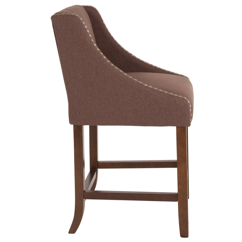 Taylorsville 24 Inch Walnut Counter Height Stool with Nailhead Trim