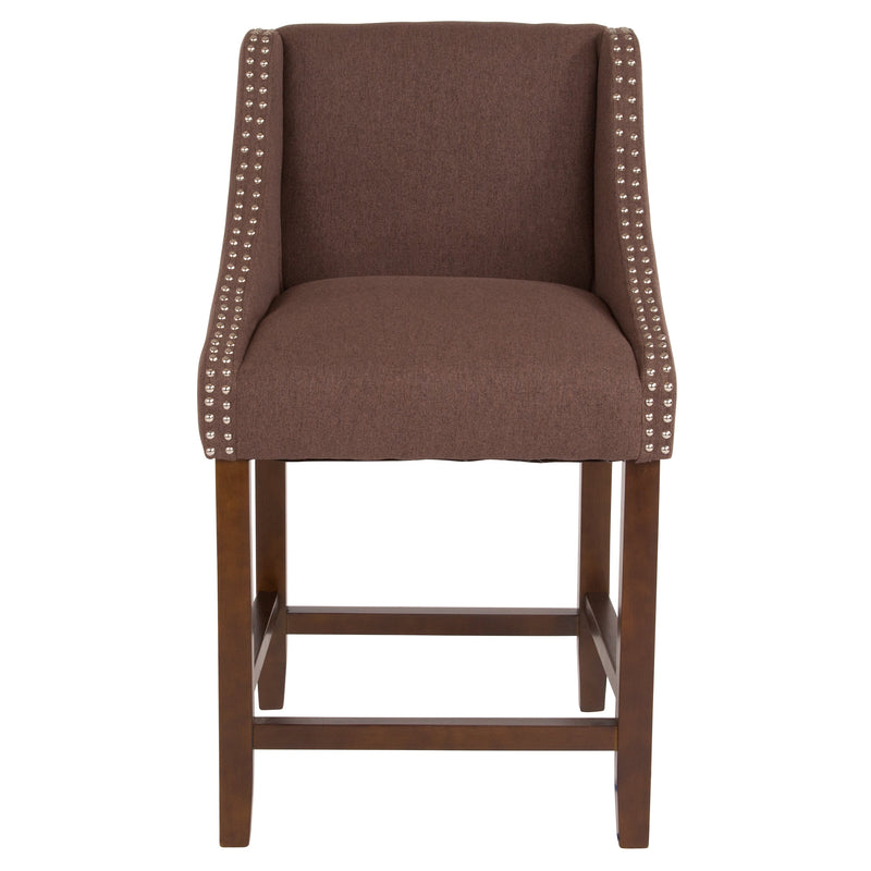 Taylorsville 24 Inch Walnut Counter Height Stool with Nailhead Trim