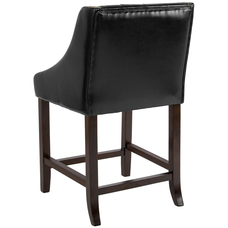 Hadleigh Upholstered Counter Stool 24" High Transitional Tufted Walnut Counter Stool with Accent Nail Trim