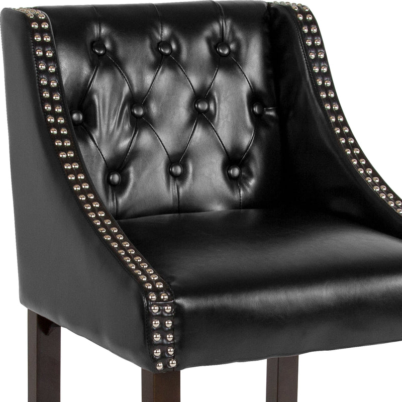 Hadleigh Upholstered Counter Stool 24" High Transitional Tufted Walnut Counter Stool with Accent Nail Trim