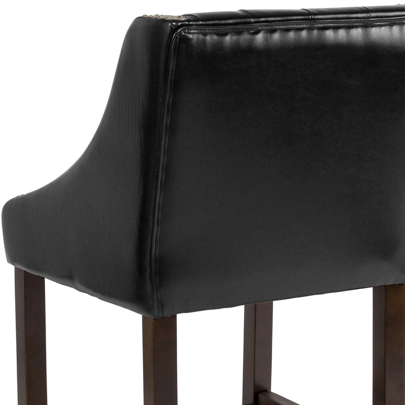 Hadleigh Upholstered Counter Stool 24" High Transitional Tufted Walnut Counter Stool with Accent Nail Trim
