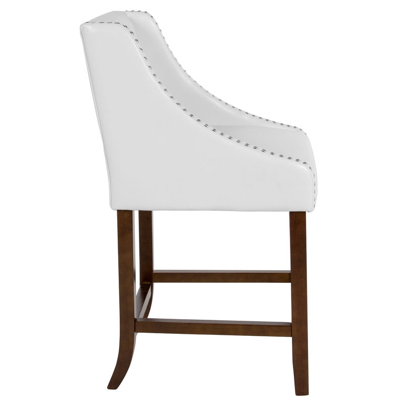 Hadleigh Upholstered Counter Stool 24" High Transitional Tufted Walnut Counter Stool with Accent Nail Trim
