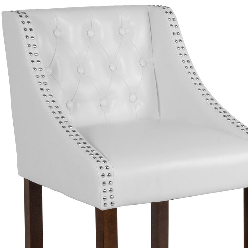 Hadleigh Upholstered Counter Stool 24" High Transitional Tufted Walnut Counter Stool with Accent Nail Trim