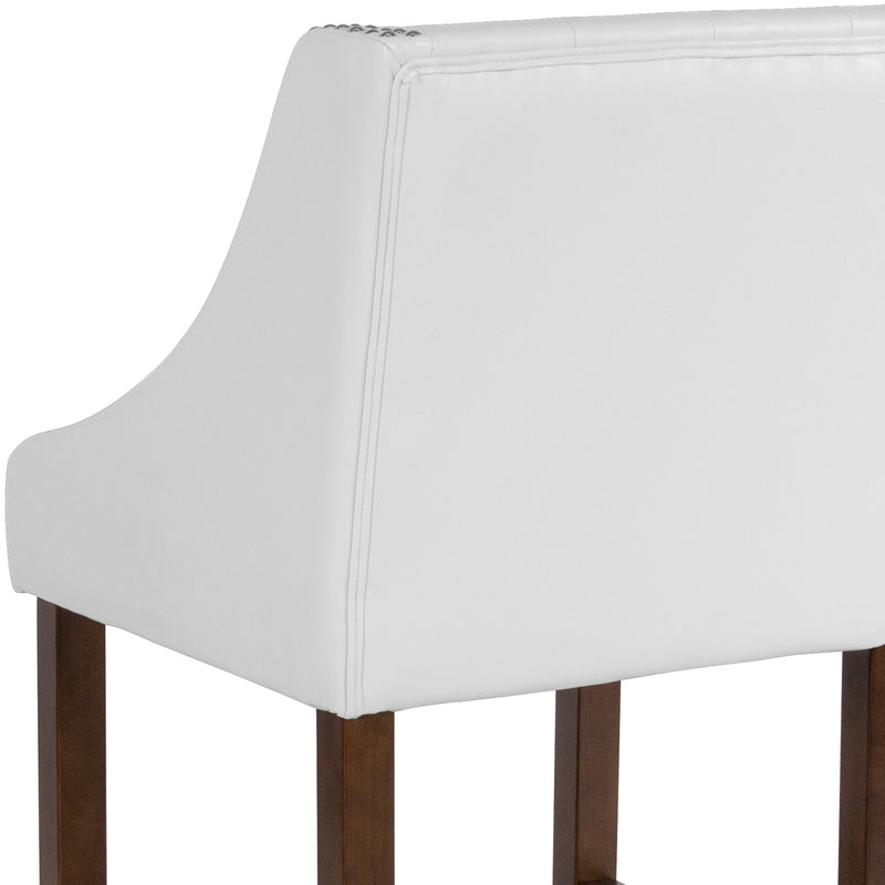 Hadleigh Upholstered Counter Stool 24" High Transitional Tufted Walnut Counter Stool with Accent Nail Trim