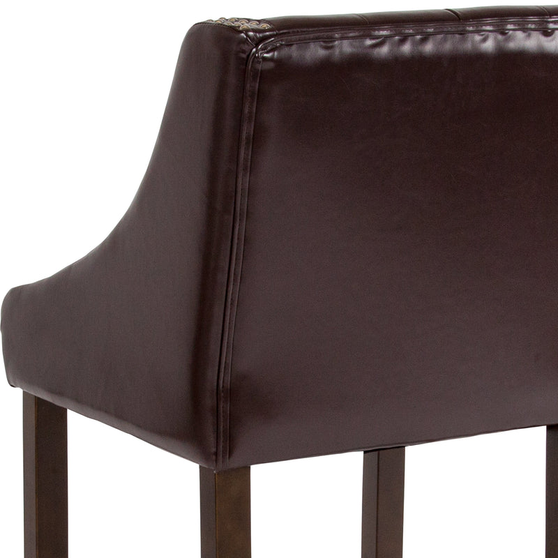 Hadleigh Upholstered Counter Stool 24" High Transitional Tufted Walnut Counter Stool with Accent Nail Trim