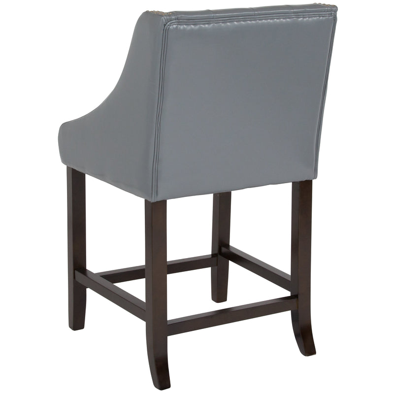 Hadleigh Upholstered Counter Stool 24" High Transitional Tufted Walnut Counter Stool with Accent Nail Trim