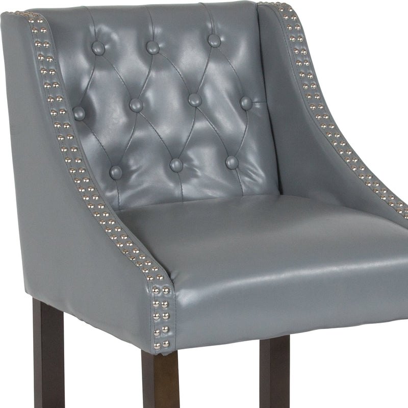Hadleigh Upholstered Counter Stool 24" High Transitional Tufted Walnut Counter Stool with Accent Nail Trim