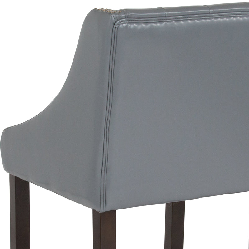 Hadleigh Upholstered Counter Stool 24" High Transitional Tufted Walnut Counter Stool with Accent Nail Trim