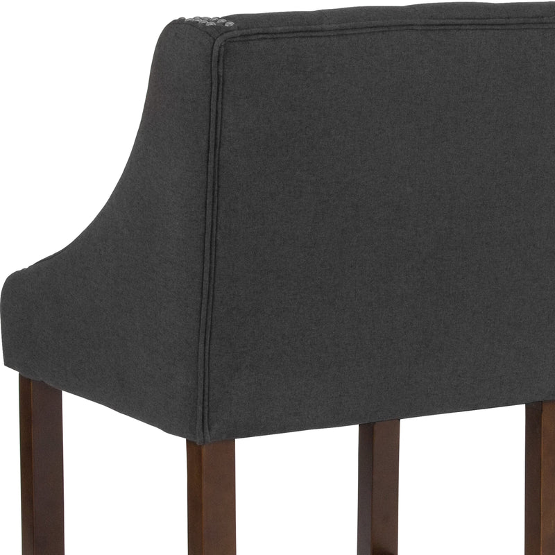 Hadleigh Upholstered Counter Stool 24" High Transitional Tufted Walnut Counter Stool with Accent Nail Trim