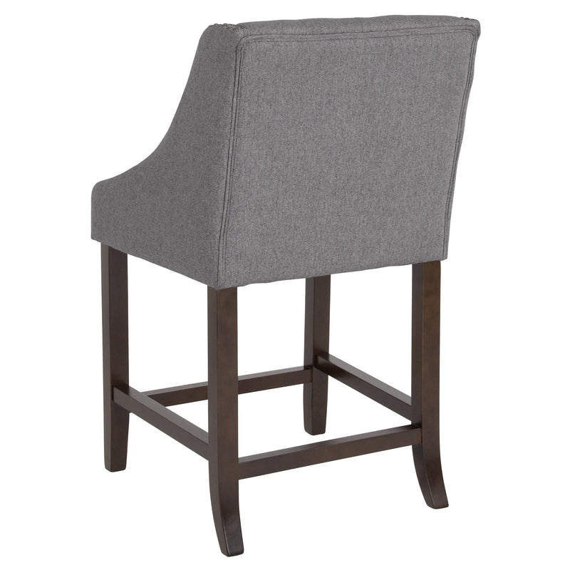 Hadleigh Upholstered Counter Stool 24" High Transitional Tufted Walnut Counter Stool with Accent Nail Trim