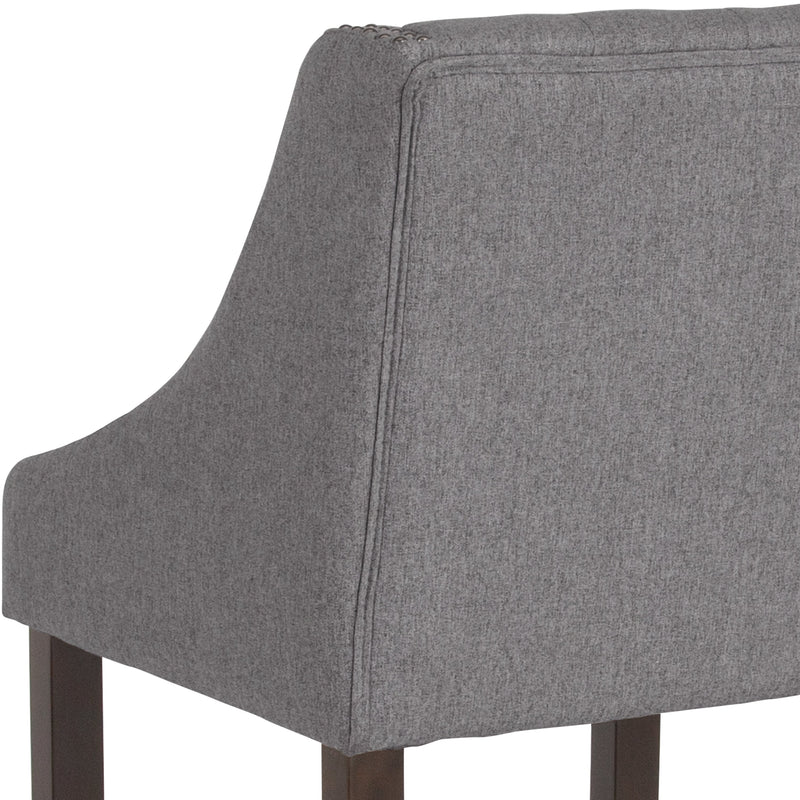 Hadleigh Upholstered Counter Stool 24" High Transitional Tufted Walnut Counter Stool with Accent Nail Trim