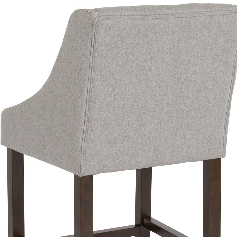 Hadleigh Upholstered Counter Stool 24" High Transitional Tufted Walnut Counter Stool with Accent Nail Trim