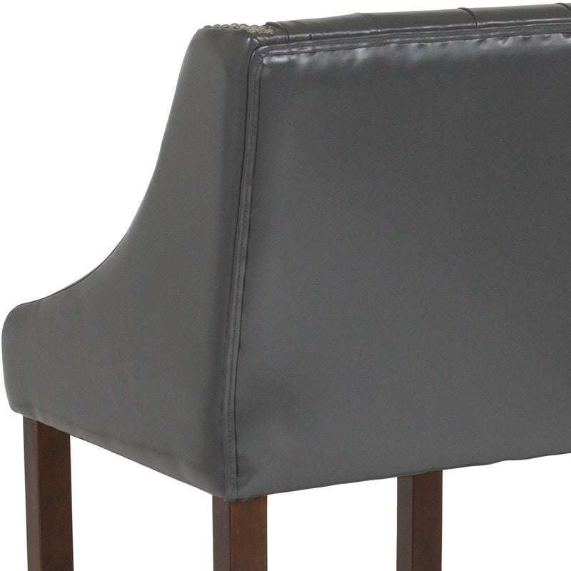 Hadleigh Upholstered Counter Stool 24" High Transitional Tufted Walnut Counter Stool with Accent Nail Trim