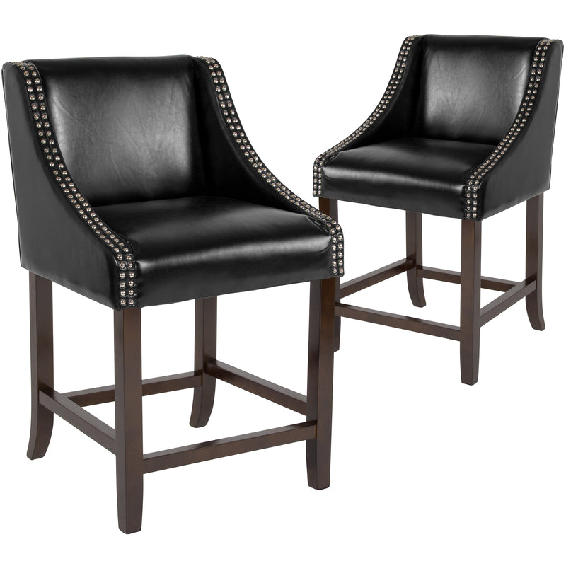 Taylorsville 24 Inch Walnut Counter Height Stool with Nailhead Trim - Set of 2