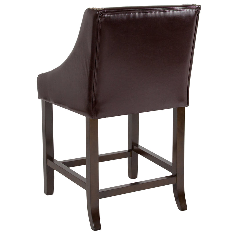 Taylorsville 24 Inch Walnut Counter Height Stool with Nailhead Trim - Set of 2