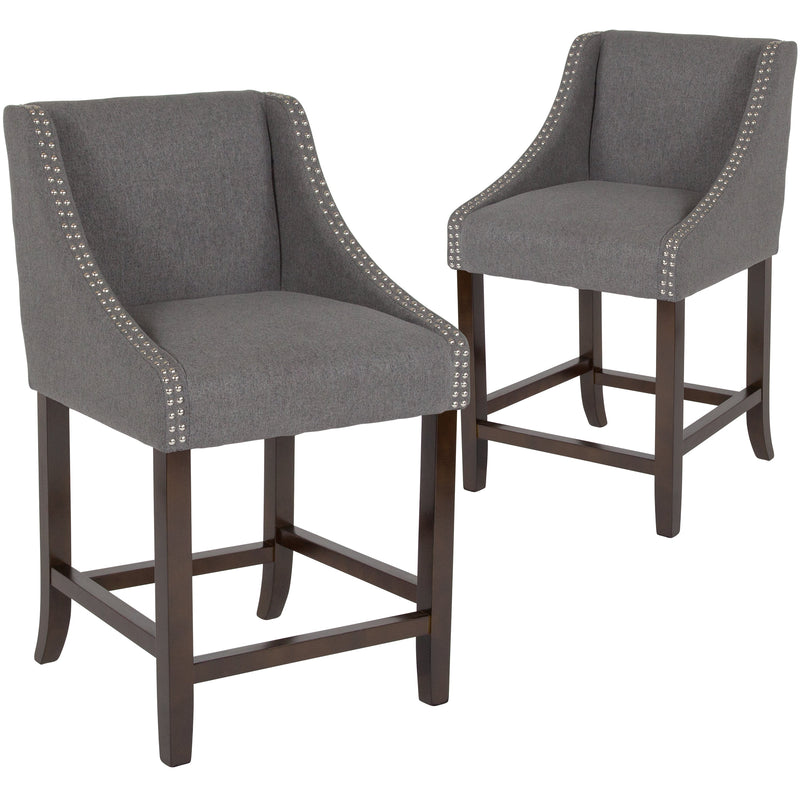 Taylorsville 24 Inch Walnut Counter Height Stool with Nailhead Trim - Set of 2