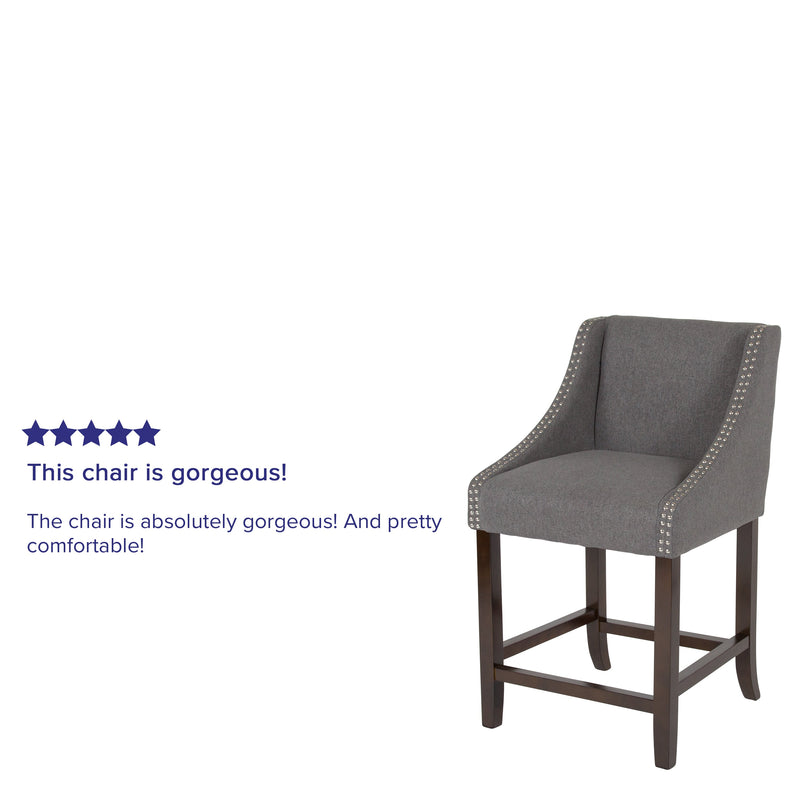 Taylorsville 24 Inch Walnut Counter Height Stool with Nailhead Trim - Set of 2