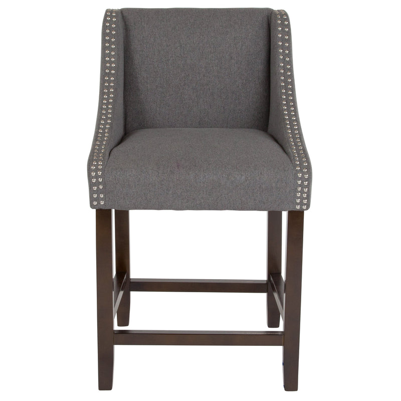 Taylorsville 24 Inch Walnut Counter Height Stool with Nailhead Trim - Set of 2