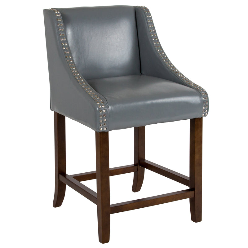 Taylorsville 24 Inch Walnut Counter Height Stool with Nailhead Trim - Set of 2