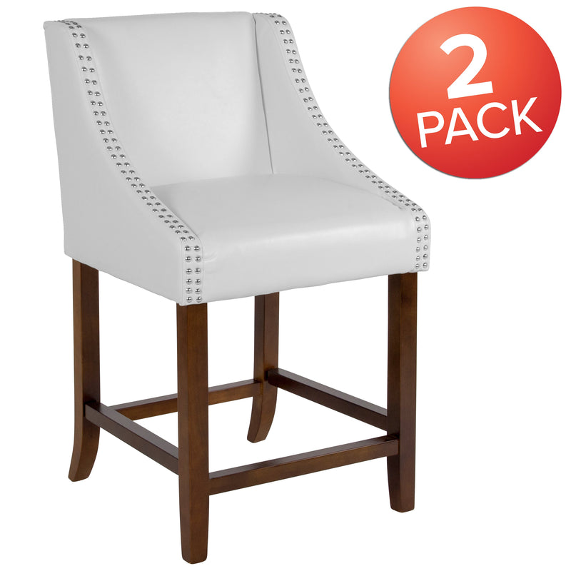 Taylorsville 24 Inch Walnut Counter Height Stool with Nailhead Trim - Set of 2