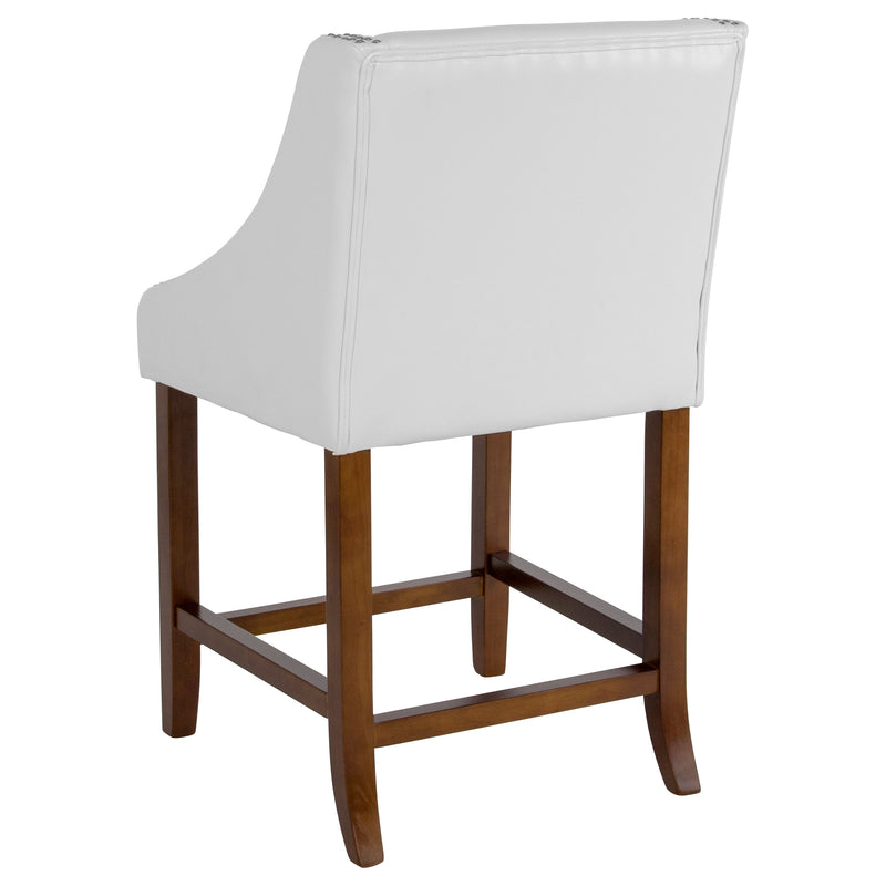 Taylorsville 24 Inch Walnut Counter Height Stool with Nailhead Trim - Set of 2