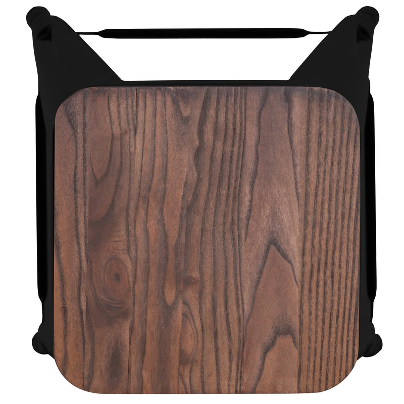 Brooklyn 24 Inch Tall Stackable Metal Bar Counter Stool With Textured Elm Wood Seat In Set Of 4