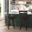Therus 24" Classic Wooden Ladderback Swivel Counter Height Stool with Solid Wood Seat and Footrest